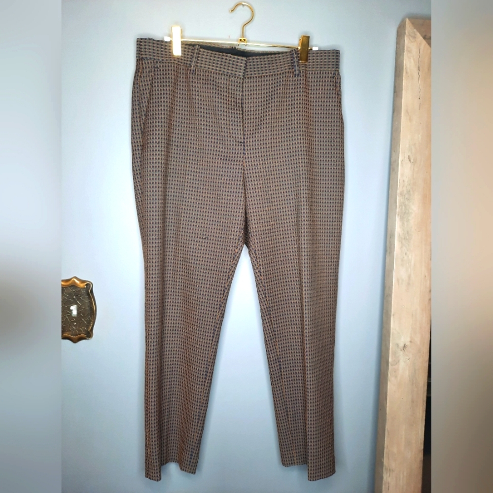 Theory Womens Brown Patterned Dress Pants